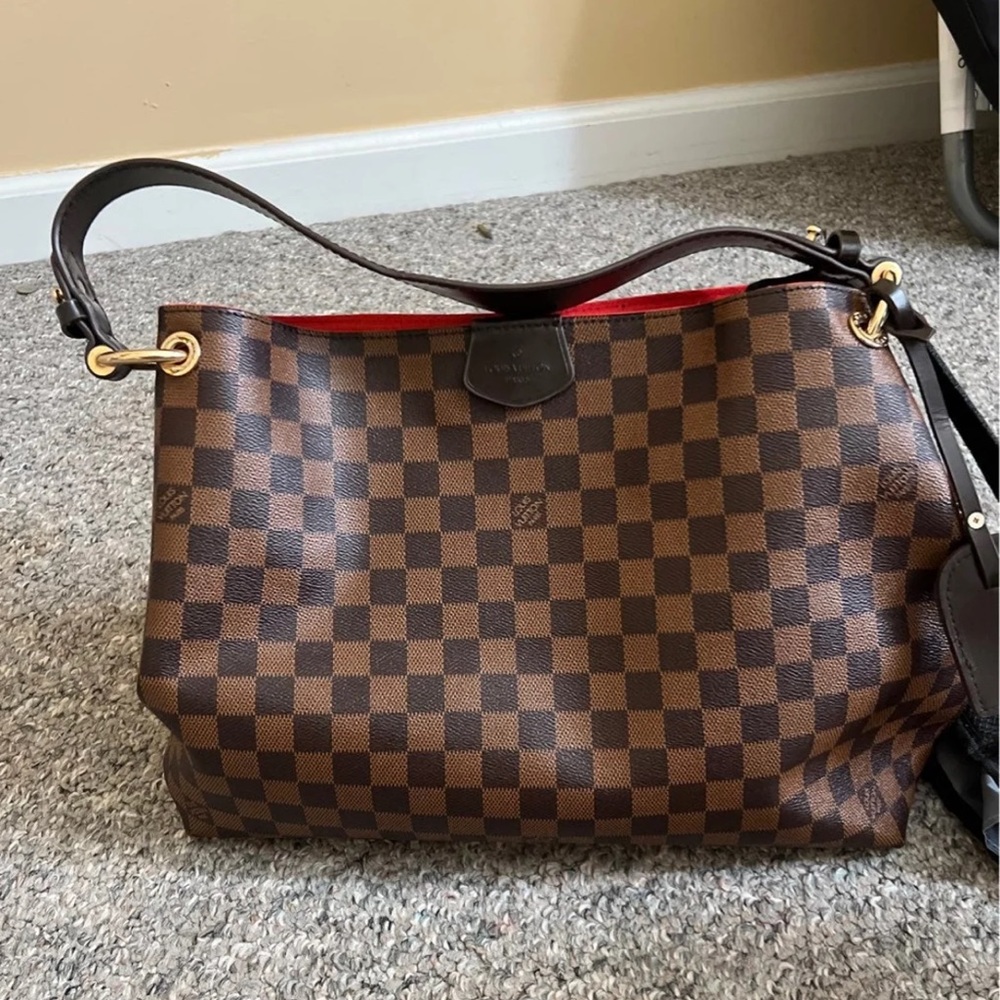 Brown Checkered Shoulder Bag